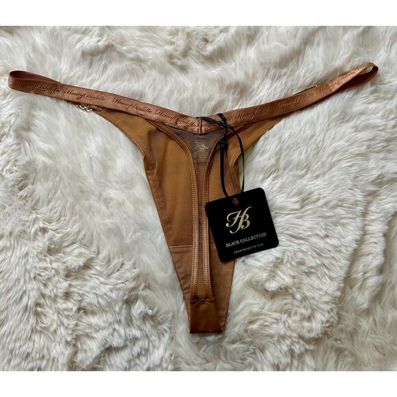 Honey Birdette EMILY🤎 Faux Leather Toffee Thong XS - Picture 3 of 3